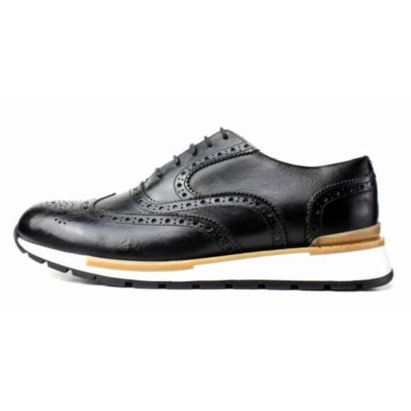 Italian Handmade Men's Leather Sneaker/ Jamal Black Italian Mens Dress Sneakers